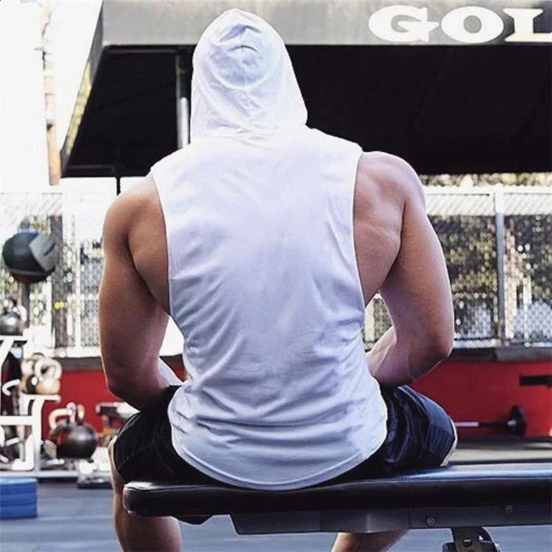 Muscle mens clothing bodybuilding hoodie fitness vest muscle striped underwear making sports 250407