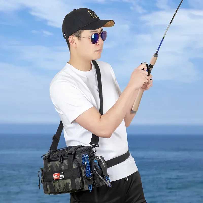 Fishing Lure Bag Winter Fishing Outdoor Fishing Backpack with Rod Holder BagFishing Tackle Backpack Lure Box Gear Storage Bag Z250411