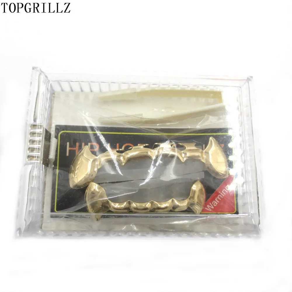 Topgrills Square Teeth Set Gold Galvanized Half Teeth Dracula Vampire Square Teeth W250412