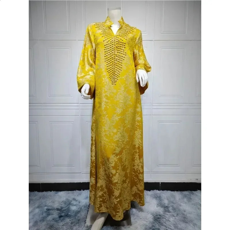 Eid al Fitr womens Abaya beaded collar Jalabiya Moroccan party dress Abayas Kaftan Vestidos Arabic long 250411