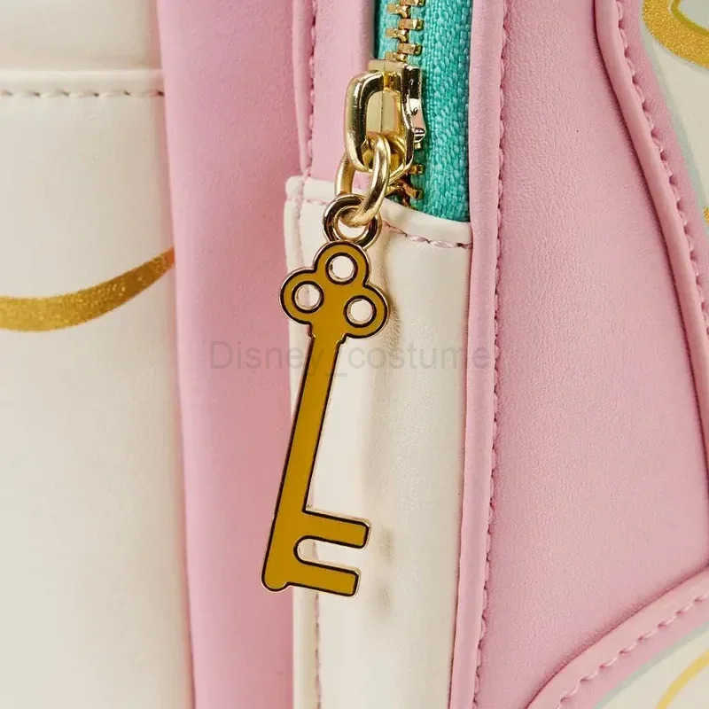 Disney Loungefly Princess Cinderella Gus and Jaq Shoulder Strap Bag Cartoon Printed Lucifer Pu Leather Womens Pink Bag X250412