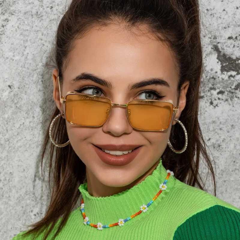 New Vintage Women Square Metal Sunglasses Mens Small Frame Driving Sun Glasses Outdoor UV Protection Eyewear UV400 Gafas De SolC250411