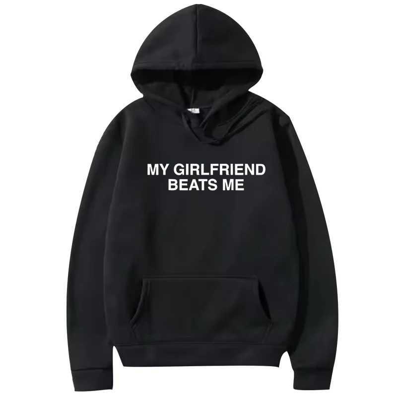POD customization My Girlfriend Beats Me hoodie men women vintage Long sleeve Sweatshirt with print Graphics oversized loose hoodie top unisexT251112