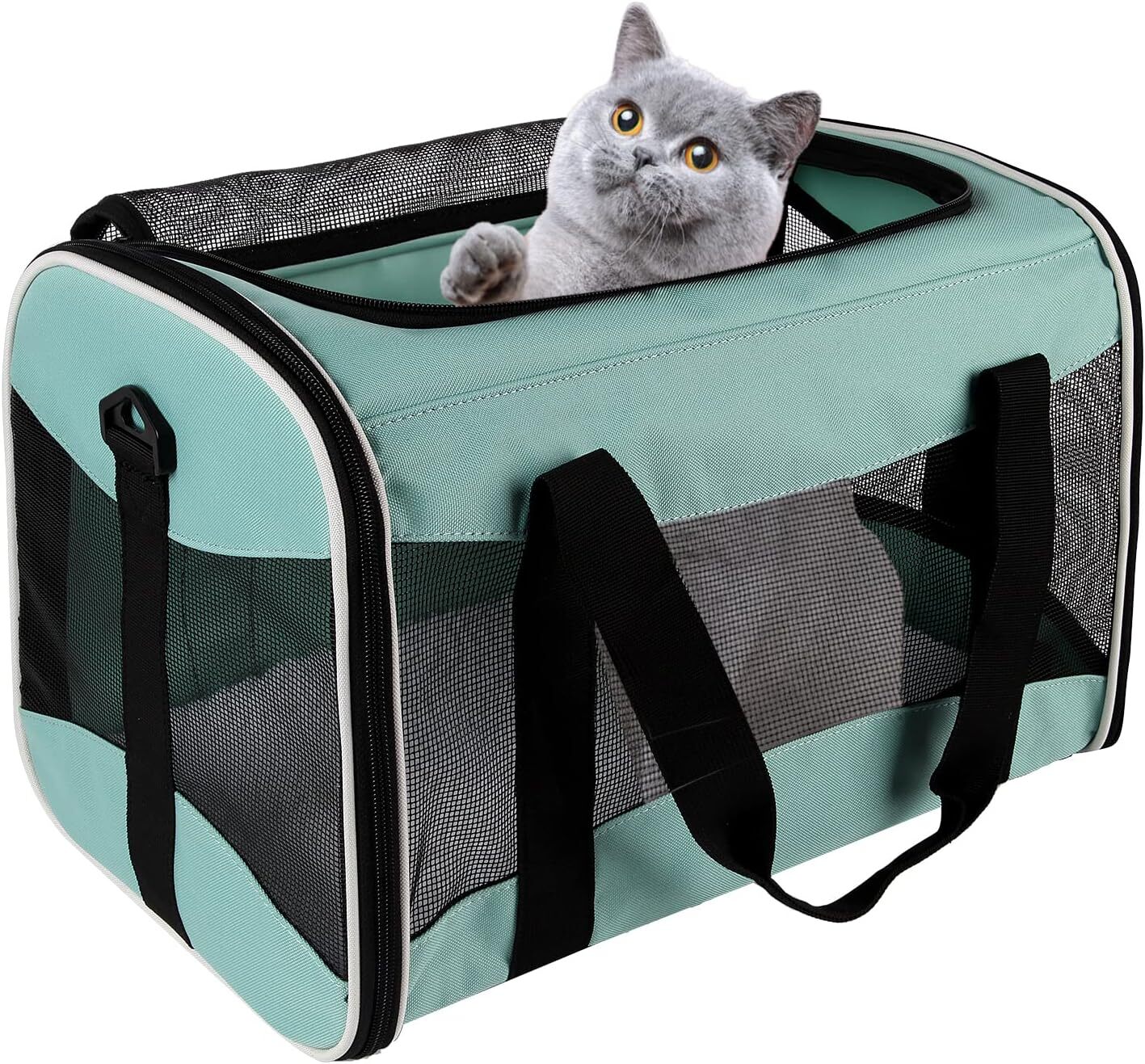 Cat carrying case, pet dog bag, soft faced cat bag, airline approved pet travel bag, weighing up to 15 pounds (approximately 6.8 kilograms), foldable 