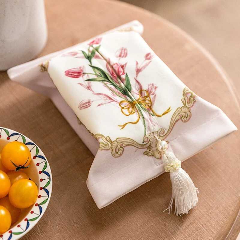 Minimalist Luxury Tip-Print Tissue Box Plush Fabric Car Napkin Holder Stylish Short-e Storage Tissue Case Y251112