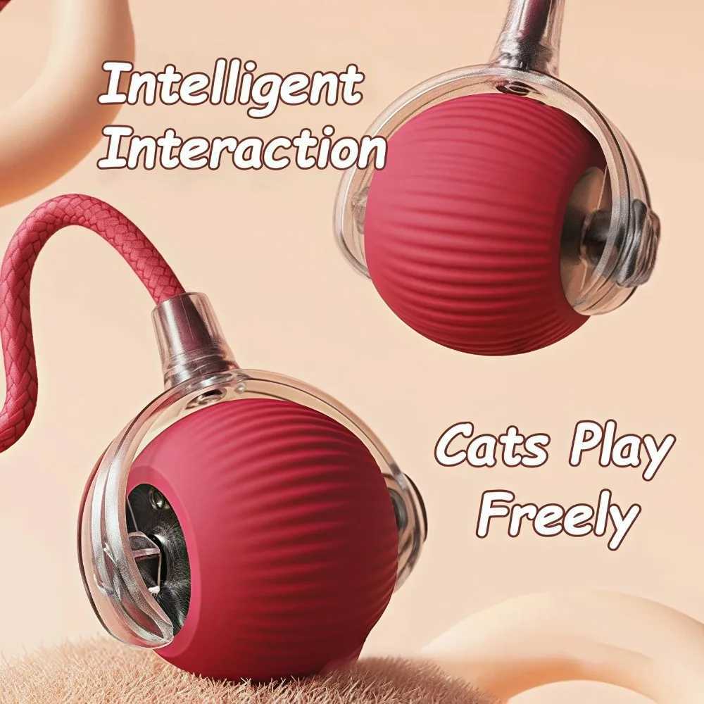 New Cat Interactive Ball Toy Automatic Rolling Ball Artificial Tail Charging Intelligent Pet Electric Toy Dog Training Simulation Mouse Y250412