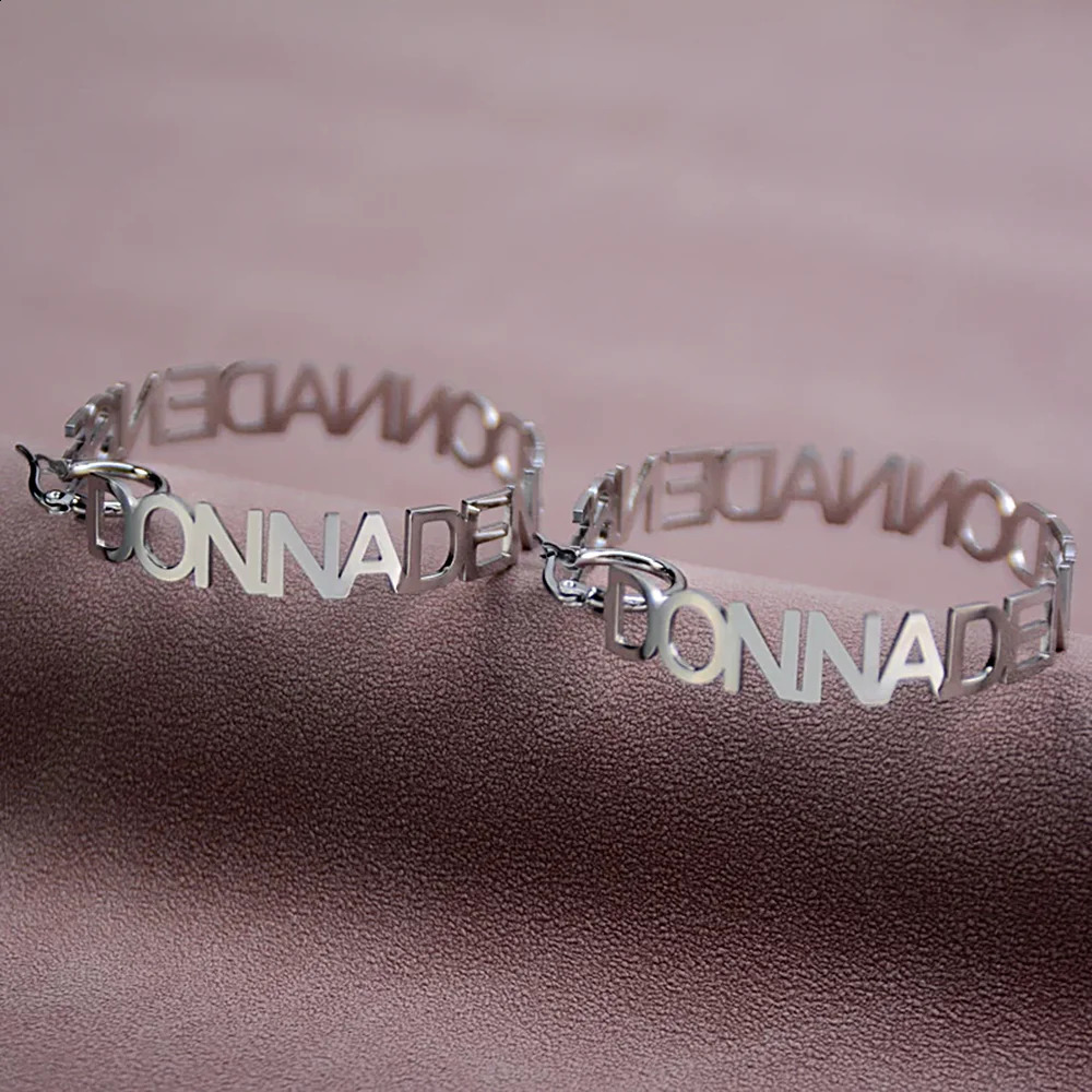 Personalized custom womens name earrings a pair of letter hoop stainless steel jewelry y ner holiday gifts 250410