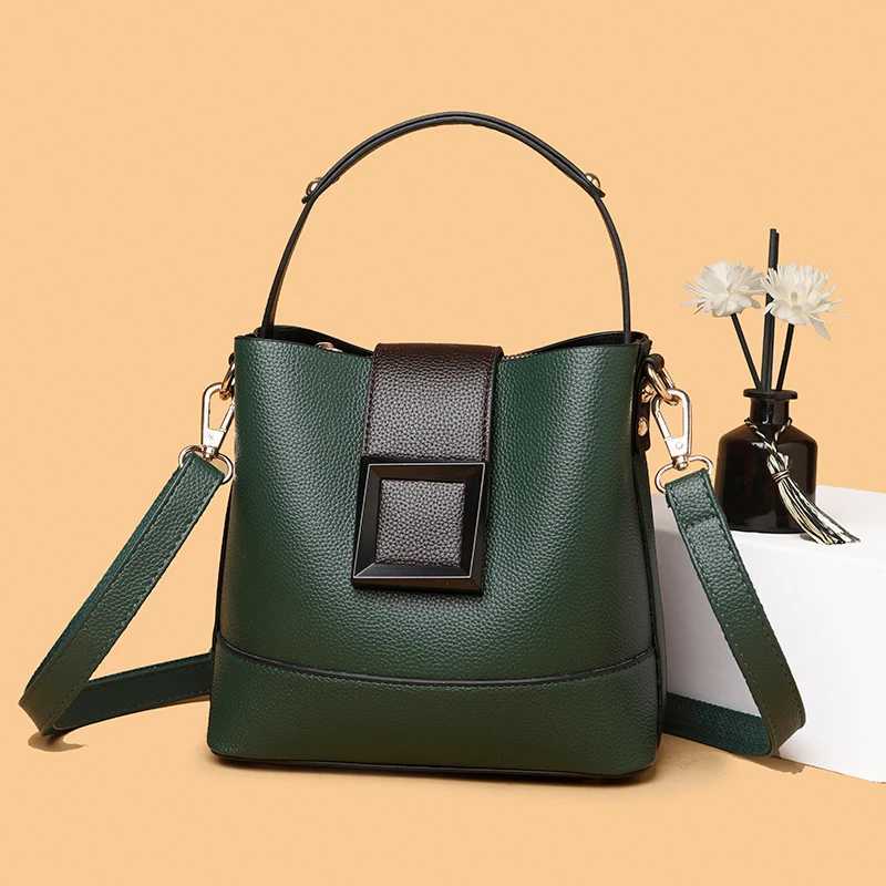 FI PU Leather Womens Handbag Brand Designer Womens Cross Body Bag New Luxury Casual Womens Small Bucket Bag and WalletXJ250412