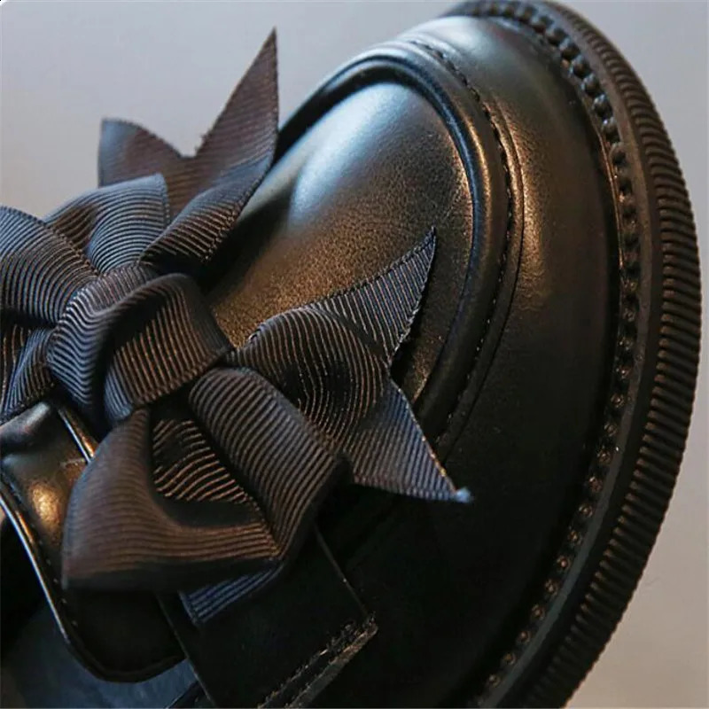 Girl British Style Black Leather Shoes Cute Bow Patent Leather Princess Shoes Childrens Shallow Mouth Dress Shoes 250411