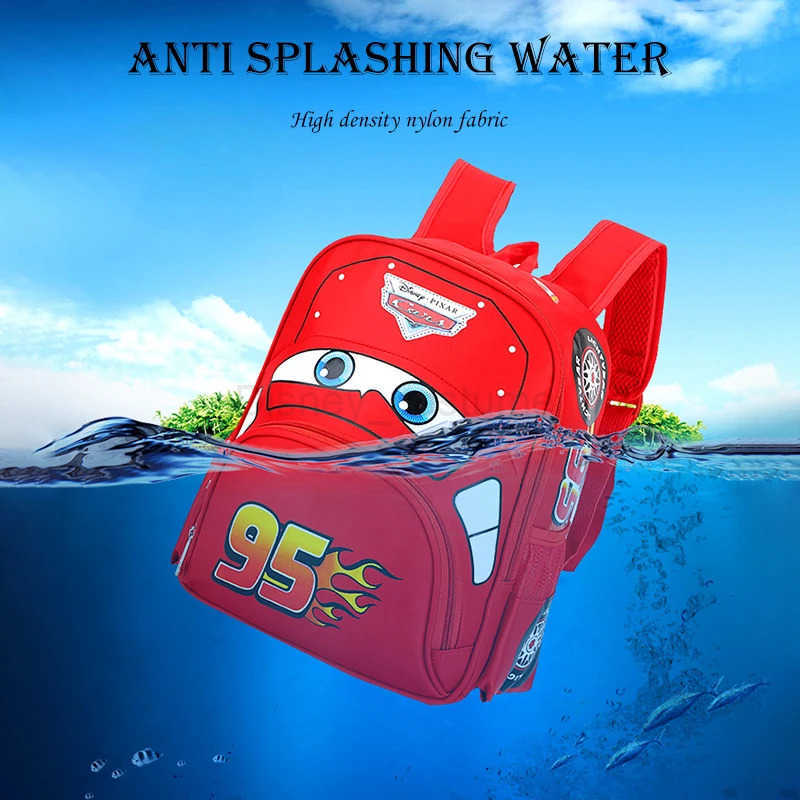 Disney Kindergarten School Bag Cute Childrens Backpack Cartoon Car Backpack Casual Preschool School Bag X250412