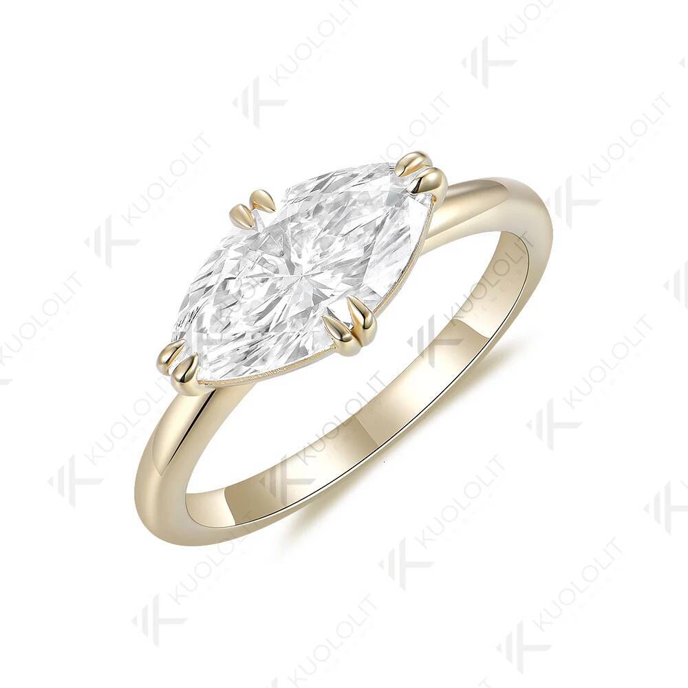 Kuololit 2CT Marquise Moissanite Engagement Ring for Women Solid 18K 10K 585 White Gold Solitaire Ring for Engagement Christmas - view 5
