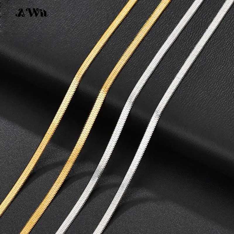 Awit Women Trend Classic Snake Chain Bracelet Gold Color Width 3/4/5MM Stainless Steel Chain Bracelet For Women Jewelry GiftC250411