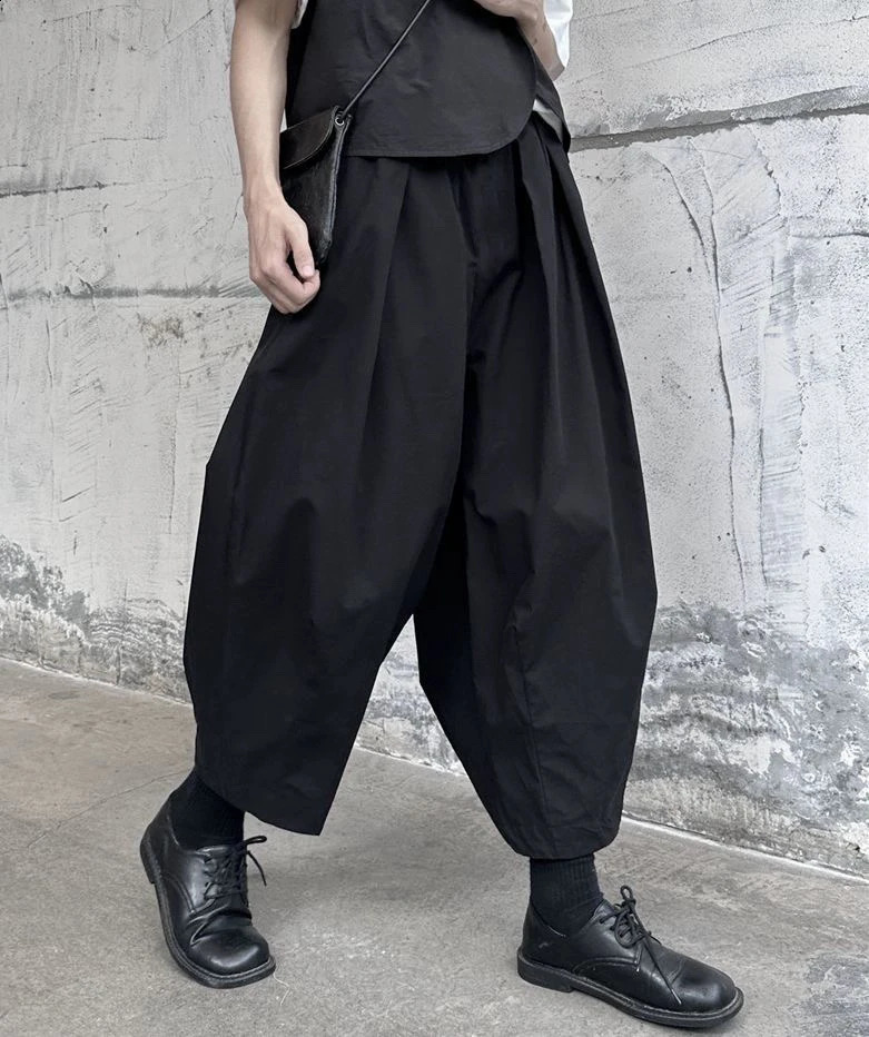 GetSpring Women Pant Capris Autumn Cotton Linen Wide Leg Bloomers Fashion All Match Loose Casual Ankle-Length Trousers 250411