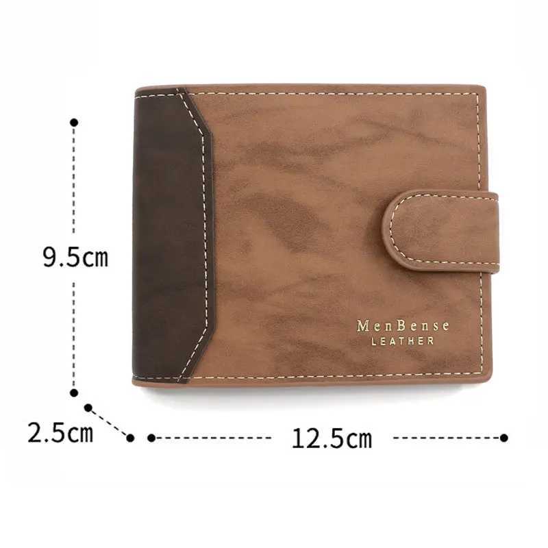 New mens wallet ultra-thin card holder PU leather name printing mens wallet mini photo holder three fold bag frosted mens wallet Z250411