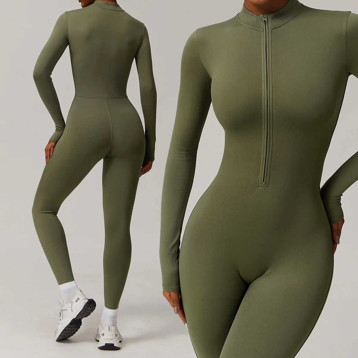 Zipper Workout Jumpsuit Sports Overalls Women Gym Clothing Running Long Sleeves Fitness Gym Tracksuit Short Sportswear Yoga Set J251112