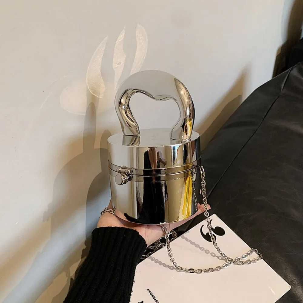 Gold Box Handbag Fashion Shiny Women Bag Party Evening High Quality Clutch Hand Bags For Women Metal Chain Messenger Purse 2024W251112