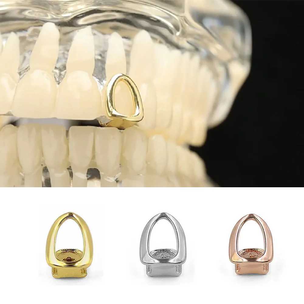 YONGX Gold Silver Monochrome Hollow Teeth Grilz Bracket Punk Smooth Teeth Hat Womens Jewelry Gift Role Play W250412