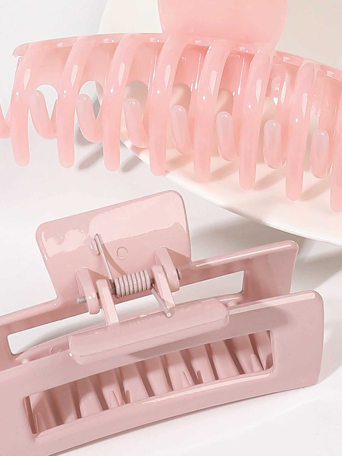 4pcs pink hair clip accessories multiple styles flower claw clip for thick hair female hair clip anti slip Y2504012