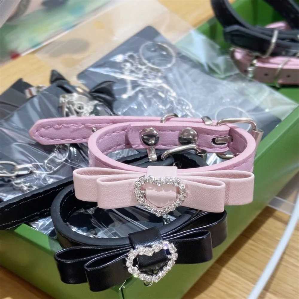 Bowknot Rhinestone Heart Leather Bracelets On Hand for Women Girl Harajuku Lolita Y2k Aesthetic 2023 Trendy Jewelry AccessoriesC250411