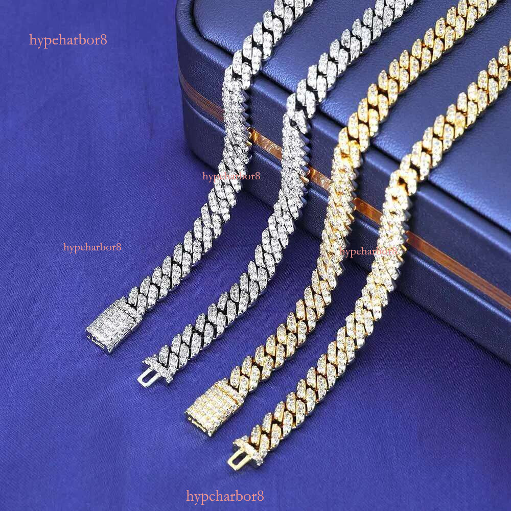 NUOYA Hight Quality 6MM VVS Moissanite k Hip Hop Jewelry Women White Gold Sier Cuban Chain Necklace For Gift