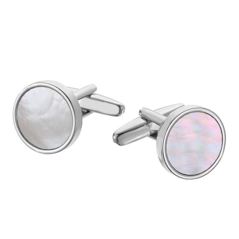 Classic mens French shirt cufflinks high-quality metal circular shell cufflinks business set accessories jewelry giftsT250412