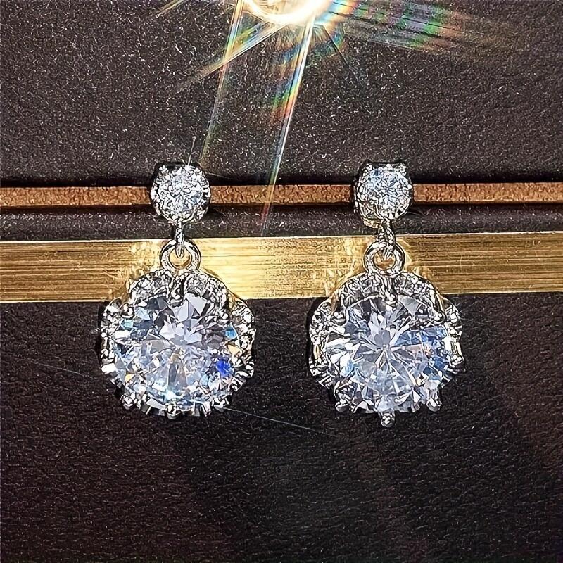 Female Pendant Earrings Crystal Jewelry for Wedding Party Elegant Lady Engagement Accessories Gift