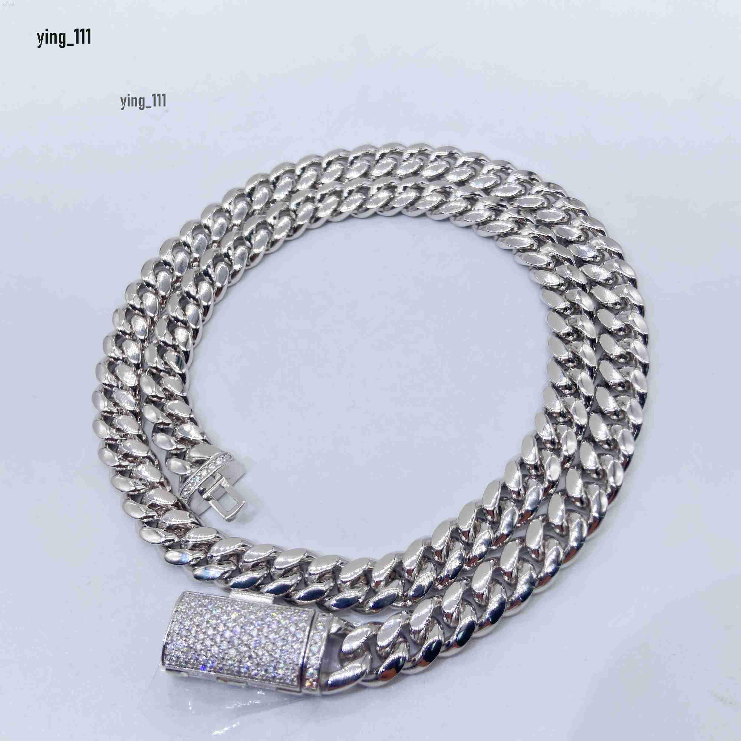 Ready to Ship Moissanite Clasp Lock Miami Thick 8mm Sterling Silver 925 Cuban Link Chain Necklace