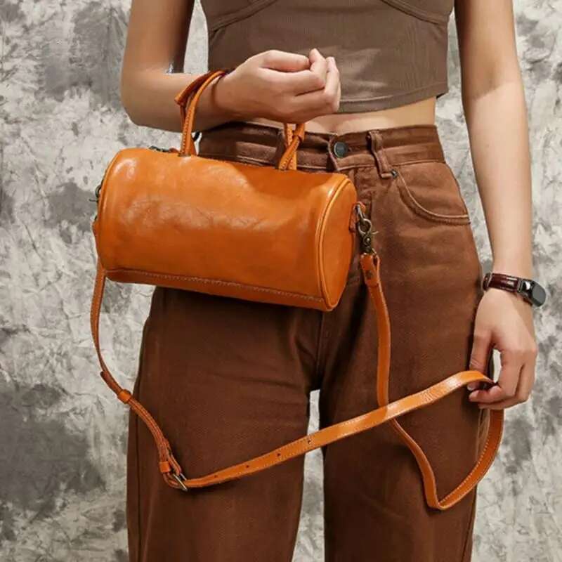Versatile Handbag Simple Genuine Leather Women Bag 2025 New Retro Natural Soft Real Cowhide Shoulder & Crossbody Bags