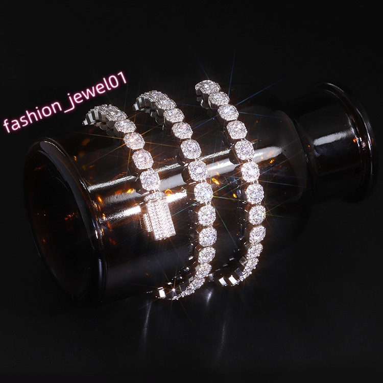 Yu Ying Hight Quality 8mm Clustered Tennis Chain Necklace 925 Solid Silver Iced Out VVS Moissanite Diamond Tennis Chain Necklace
