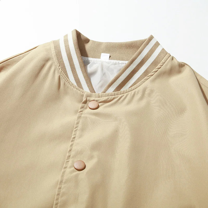 Button pocket holder collar jacket mens baseball uniform youth autumn warm retro jacket mens fashionable shoulder strap patch work uniform 250411