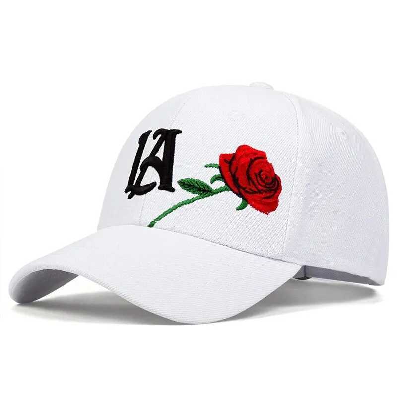 Neutral LA Rose Embroidered Baseball Cs Spring and Autumn Outdoor Adjustable Casual Hat Sunscreen HatXJ250411