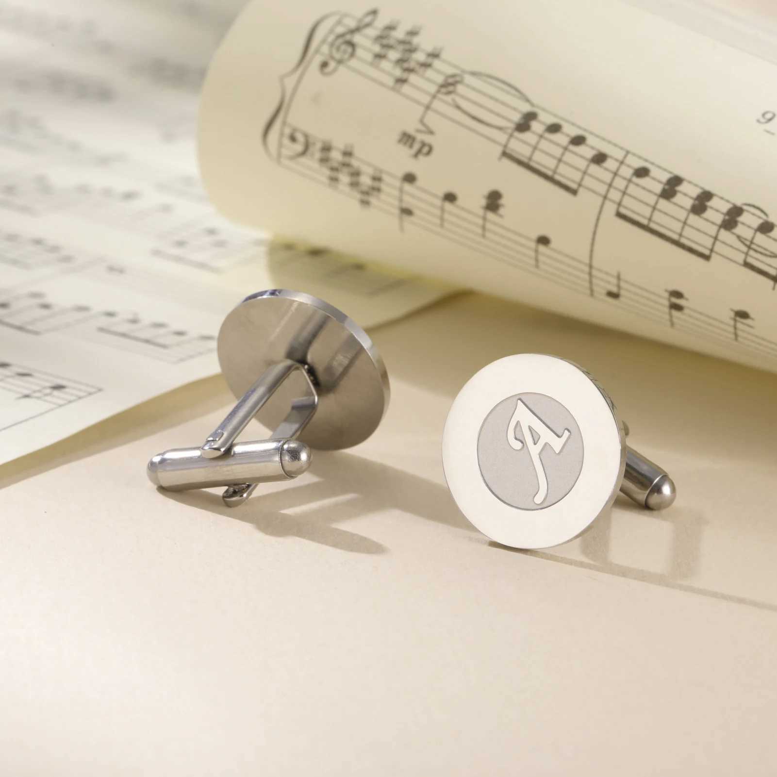 Cazador A-Z Initial Letter Cufflinks Mens Shirt 26 Letter Round Pendant Accessories Wholesale Wedding Groom Gifts 2025 NewT250412