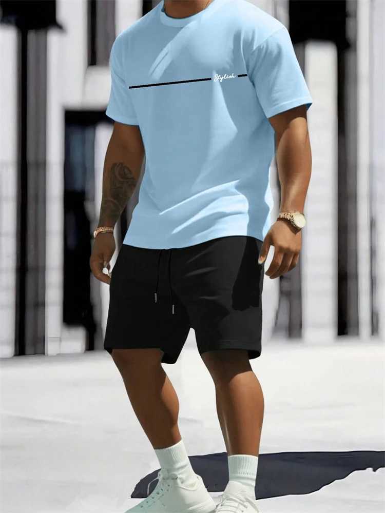 2025 New Summer Round Neck Short Sleeve Set Outdoor Sports Breathable and Comfortable Short Sleeve Set Letter Printing Casual SetXJ250412