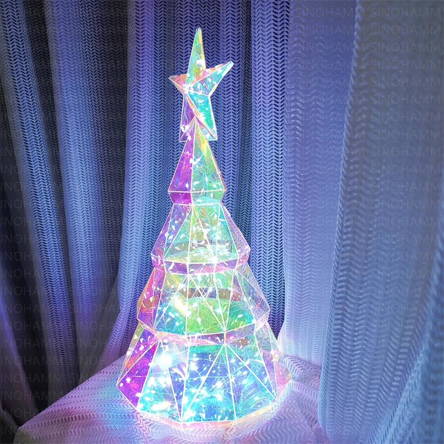 LED Christmas Tree Table Lamp Iridescent Colorful Bedroom Decorations USB LED room decor Lighting for Home xmas 251110