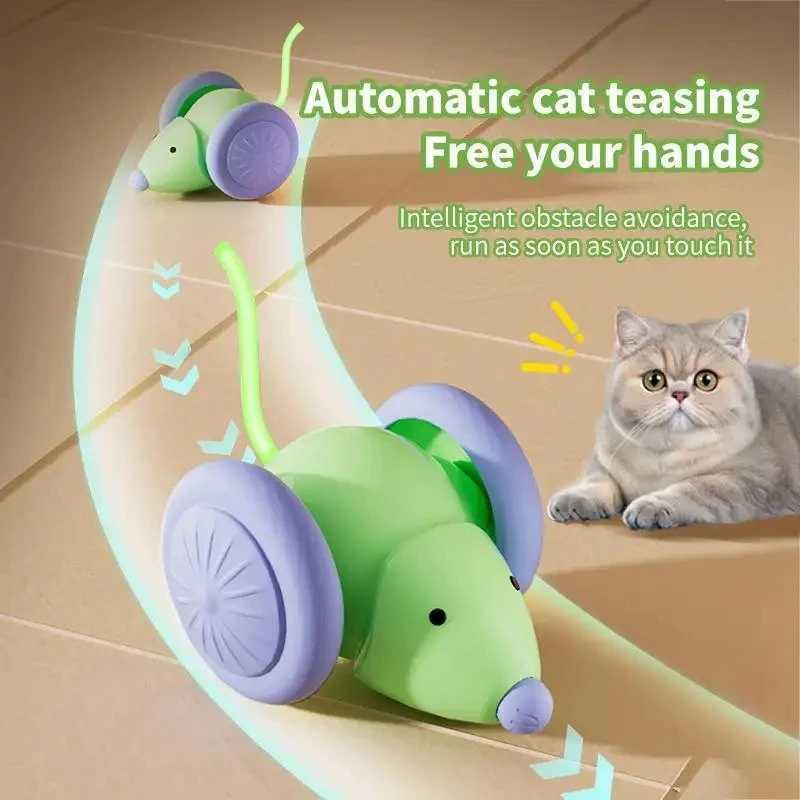 Intelligent electric mouse cat toy with obstacle avoidance function silent charging interactive pet game time pet toy Y250412