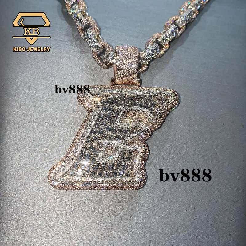Rapper Charm Shiny Custom High Quality Iced Out Name Real LAB Grown Moissanite Diamond Iced Out Initial Letter Custom Pendant