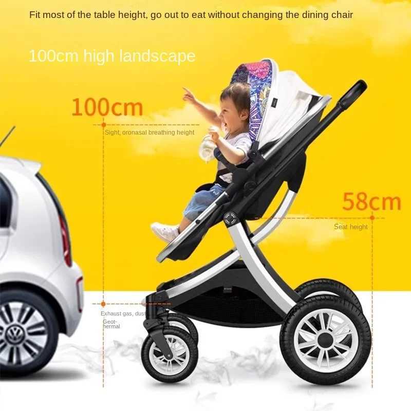 3-in-1 luxury landscape baby stroller with car seats and bi-directional shock-absorbing light folding baby stroller W250411