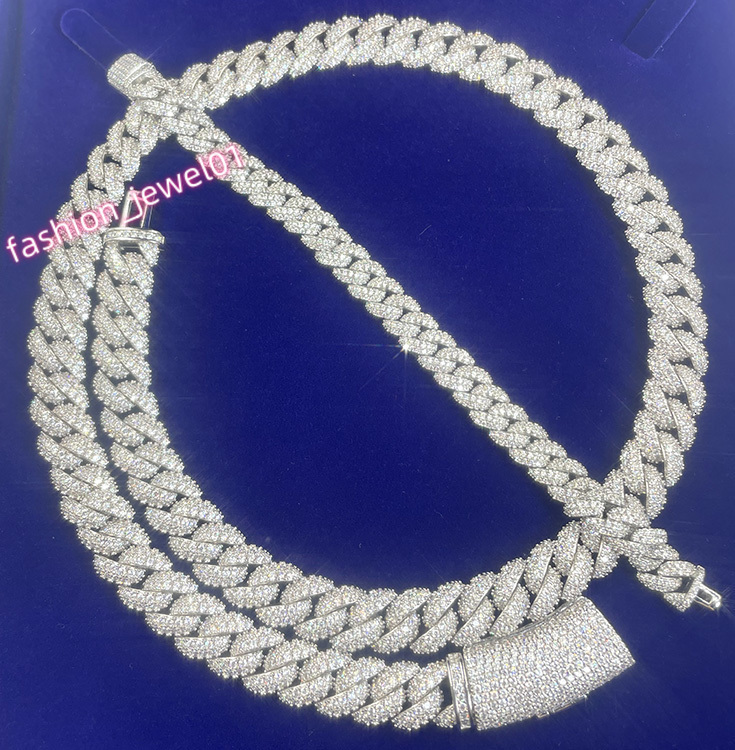 Yu Ying New Arrival S925 Sterling Silver Pass Diamond Tester VVS Moissanite Diamond Necklace Bracelet Cuban Link Chain