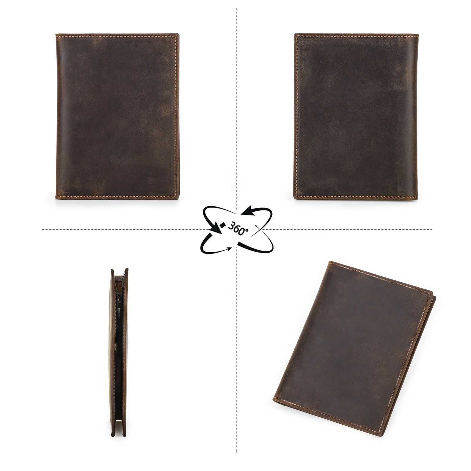 Genuine cowhide passport holder with Airtag shell travel wallet anti loss pocket pen card holder RFID blocking passport cover Z250411