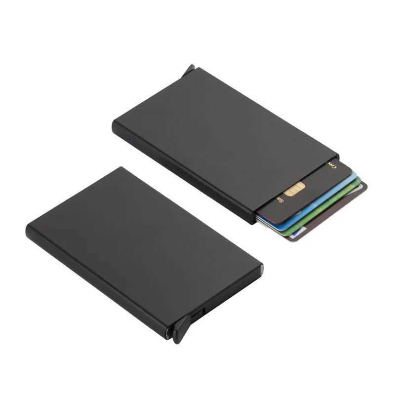 Anti theft ID card card holder door cardboard box thin aluminum metal wallet pocket bank womens card box Z250411