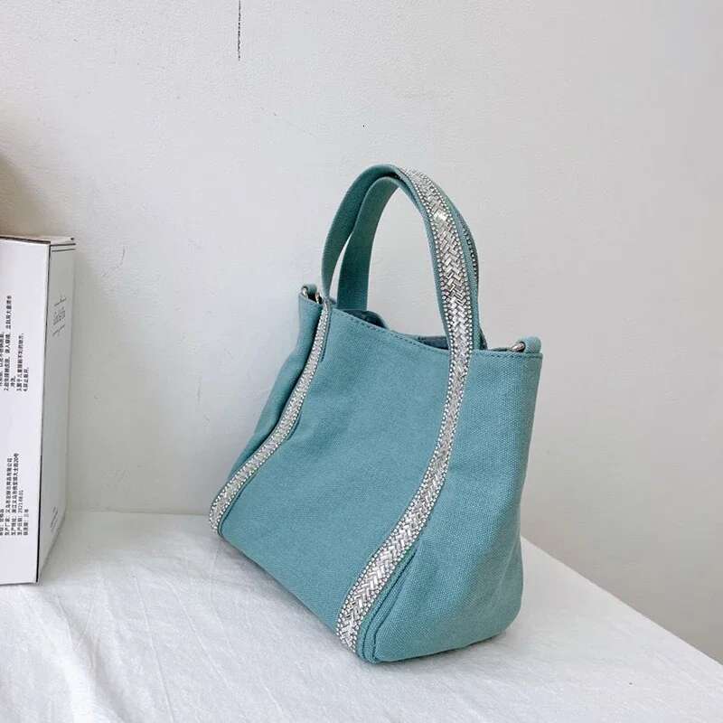 Hand-Held Canvas Purses And Handbags Designer Women's Rhie Basket Tote Contrast Color Large Capacity Shopping Bags