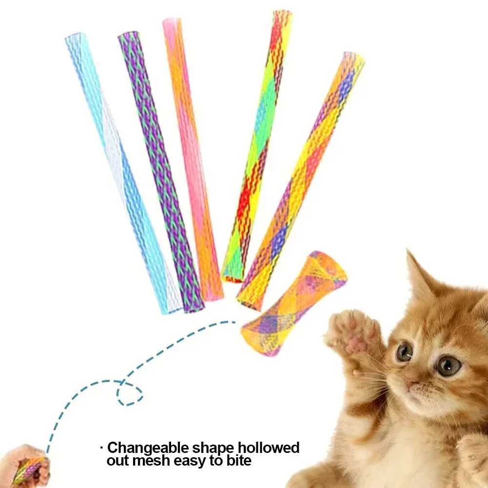 10 pieces of cat spring toys cat coil spiral pet interactive instrument plastic spring toys colored spring cat pet tower toys Y250412