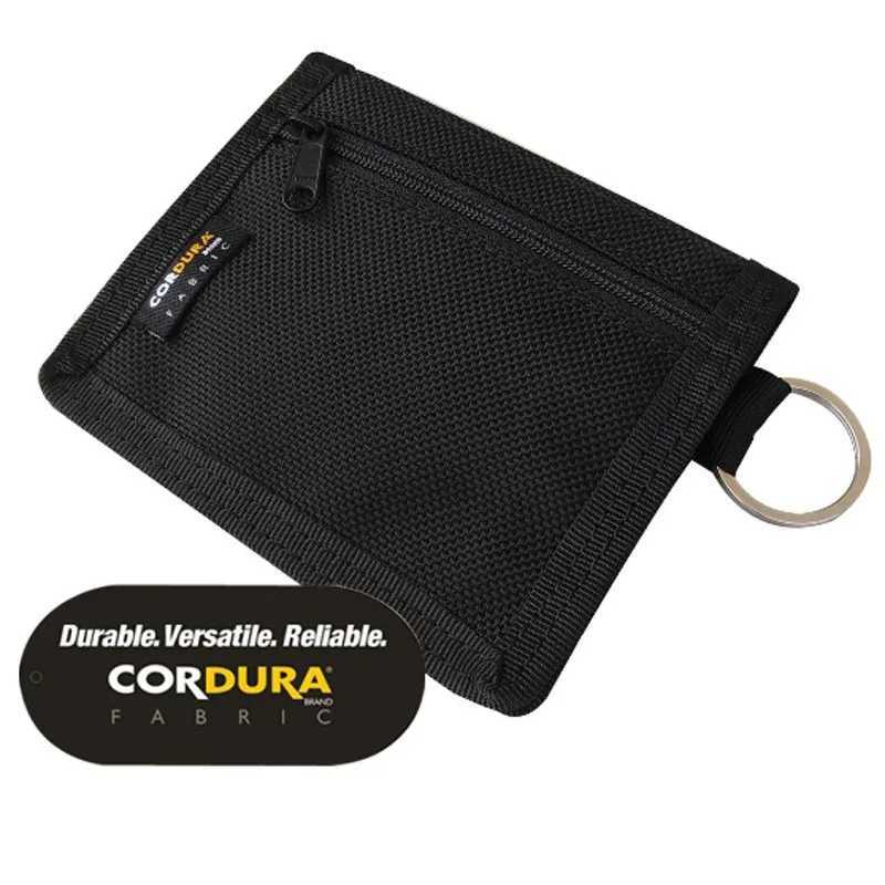Mini card wallet for men casual coin wallet nylon waterproof cloth mini card holder mens folding wallet mens black Z250411