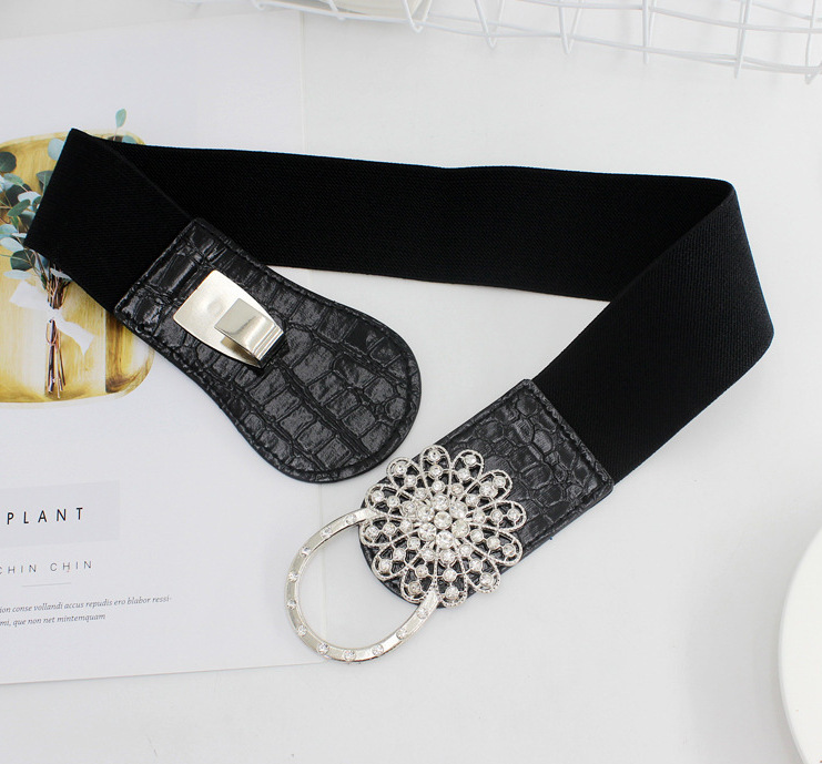 Down jacket belt, women's belt with dia waist, wide decorative skirt, elastic rhie outer waistband, black waist seal