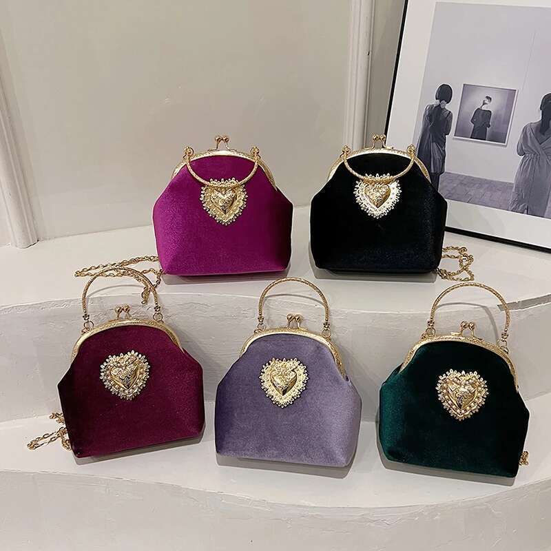 Veet Frame Heart Dinner Hand Dias Chains High Quality Shoulder and Crossbody Bags for Women 2025 Fashion Hot Sale