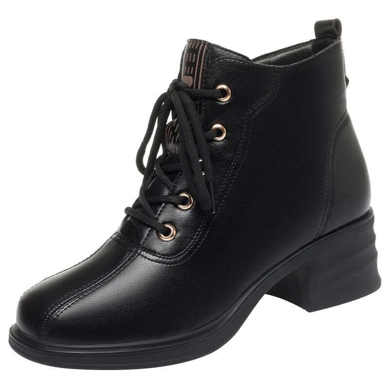 2025 New Women's UK Short Cotton Trendy Flat Warm Thick Heel Wool Designer Fashion Soft Leather Boots