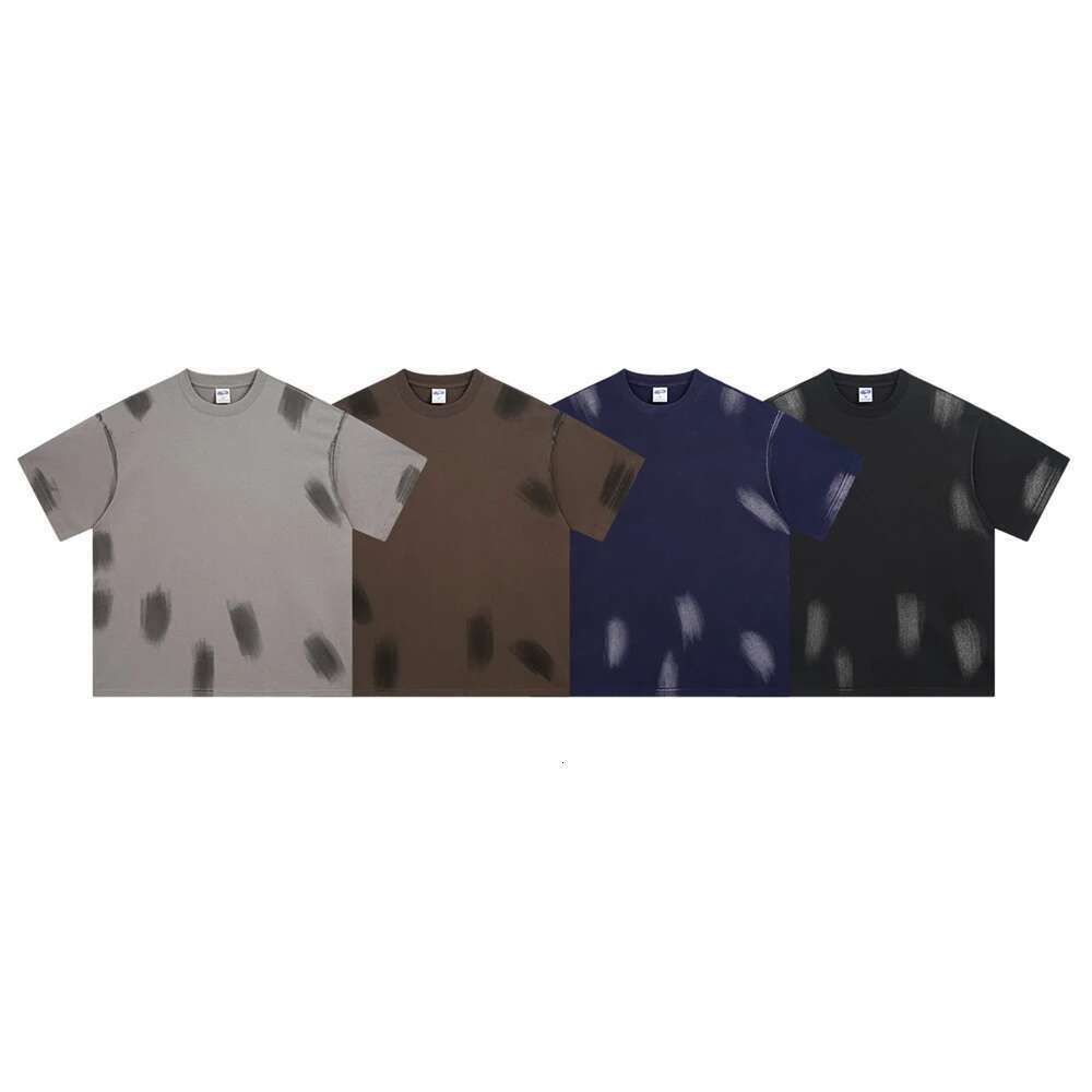 ZODF New 2025 Summer 285Gsm Washed Cotton T-Shirts For Men Unisex High Street Oversized Paint T Shirt Brand Tops Hy1055
