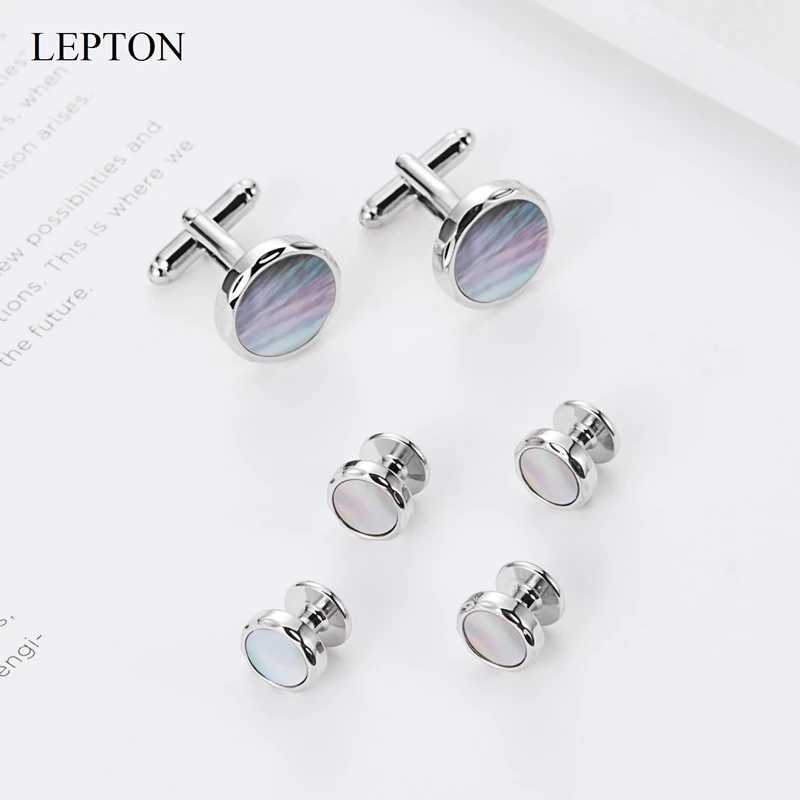 Low key luxury mother of pearl cufflinks tailcoat stud set lightweight colored shell cufflinks necklace studs mens gift cufflinksT250412