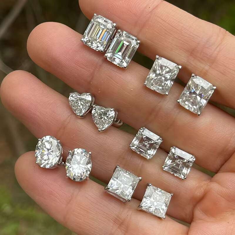 Real 0.5-1 Carat D Color Moissanite Stud Earrings for Women Top Quality 100% 925 Sterling Silver Sparkling Wedding Jewelry