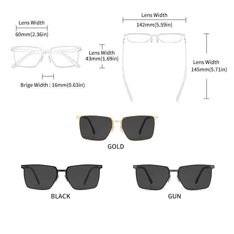 GCV Men Polarized Sunglasses Aluminum Magnesium Sun Glasses Driving Glasses Rectangle Shades For Men UV400C250411